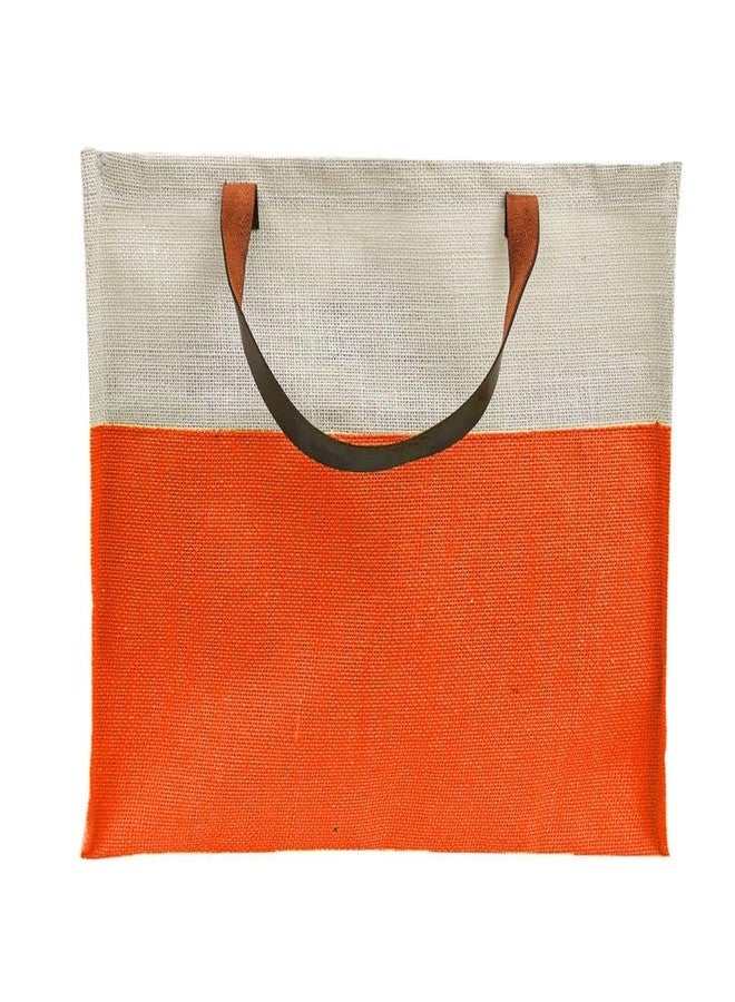 JUTEKA Stylish, Orange,Durable, Multipurpose Hand Bag for Lunch, Shopping, Eco Friendly Jute Bag with Leather Handles… - Image 3